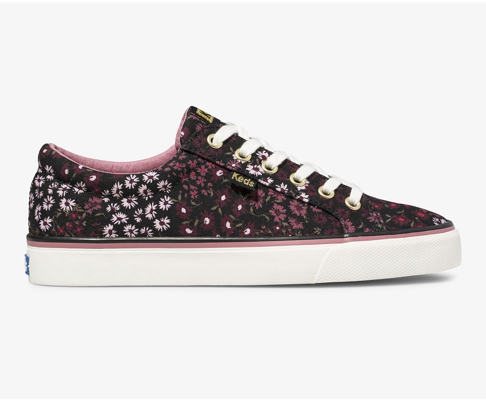 Womens Keds Sneakers - Jump Kick Floral - Black - 6347-VOHIJ